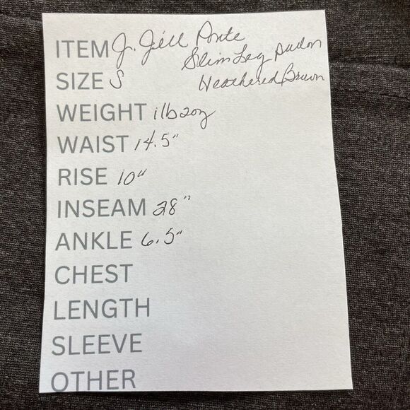 J Jill Pants Size S Brown Heather PONTE SLIM LEG Pull On Ankle Stretch Comfort - Picture 10 of 10